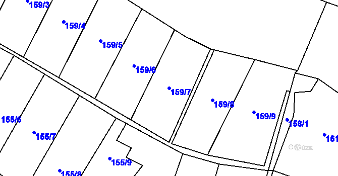 Parcela st. 159/7 v KÚ Příluky u Zlína, Katastrální mapa