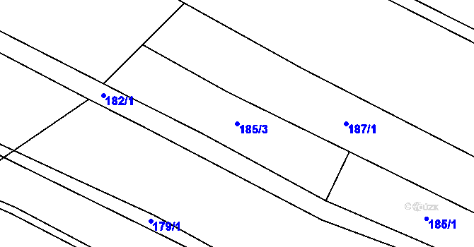 Parcela st. 185/3 v KÚ Příluky u Zlína, Katastrální mapa
