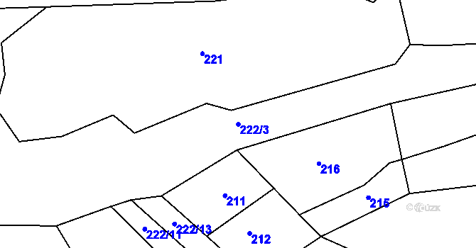 Parcela st. 222/3 v KÚ Příluky u Zlína, Katastrální mapa