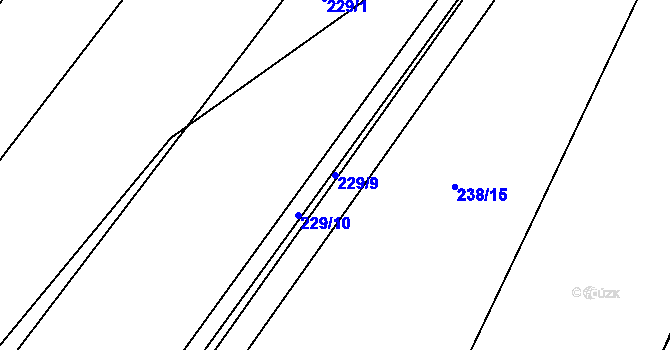 Parcela st. 229/9 v KÚ Příluky u Zlína, Katastrální mapa