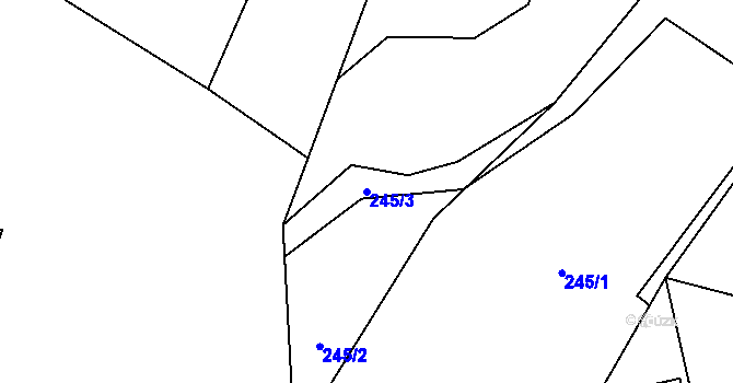 Parcela st. 245/3 v KÚ Příluky u Zlína, Katastrální mapa