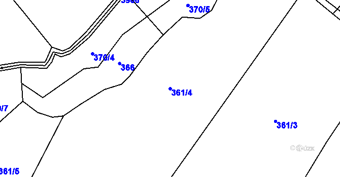 Parcela st. 361/4 v KÚ Příluky u Zlína, Katastrální mapa
