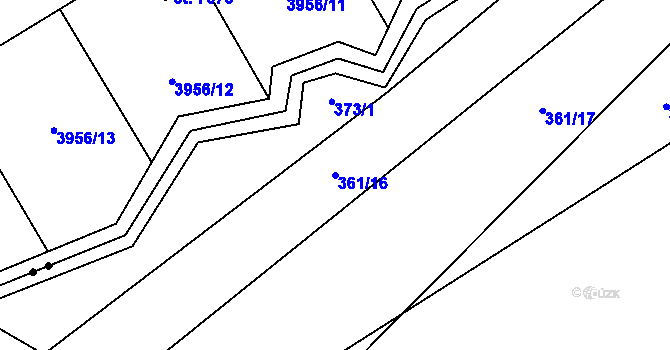Parcela st. 361/16 v KÚ Příluky u Zlína, Katastrální mapa