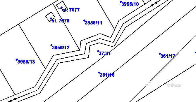 Parcela st. 373/1 v KÚ Příluky u Zlína, Katastrální mapa