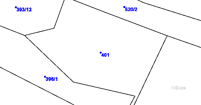 Parcela st. 401 v KÚ Příluky u Zlína, Katastrální mapa