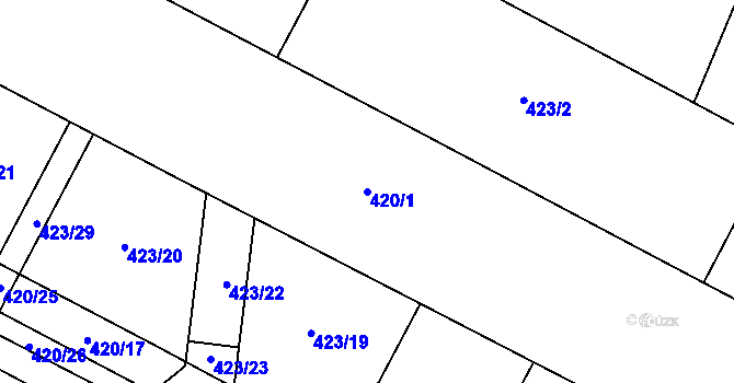 Parcela st. 420/1 v KÚ Příluky u Zlína, Katastrální mapa