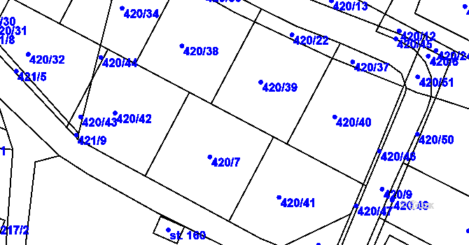 Parcela st. 420/7 v KÚ Příluky u Zlína, Katastrální mapa
