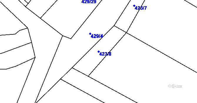 Parcela st. 423/8 v KÚ Příluky u Zlína, Katastrální mapa