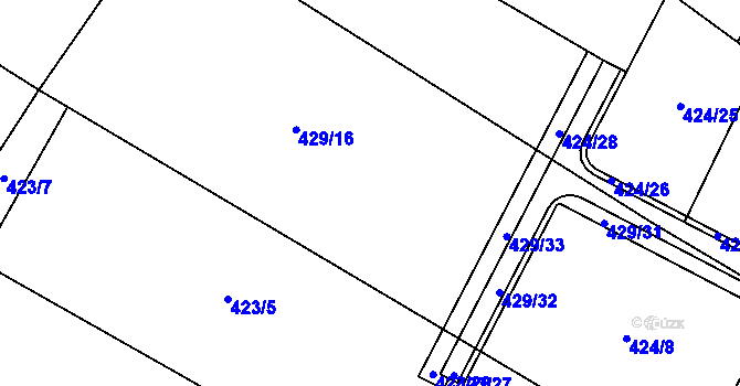 Parcela st. 429/16 v KÚ Příluky u Zlína, Katastrální mapa