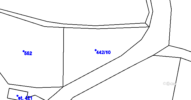 Parcela st. 442/10 v KÚ Příluky u Zlína, Katastrální mapa