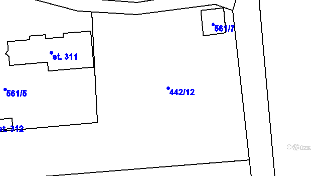 Parcela st. 442/12 v KÚ Příluky u Zlína, Katastrální mapa