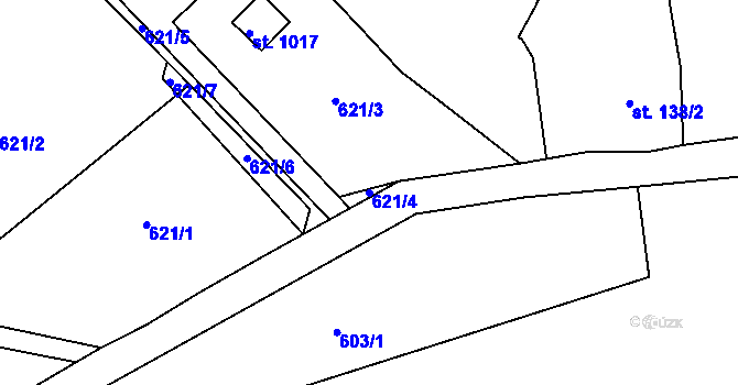 Parcela st. 621/4 v KÚ Příluky u Zlína, Katastrální mapa
