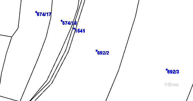 Parcela st. 692/2 v KÚ Příluky u Zlína, Katastrální mapa