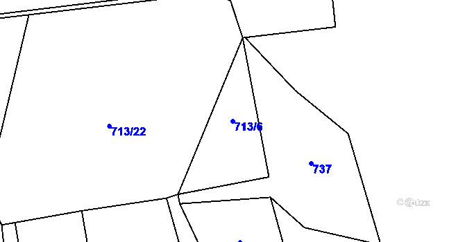 Parcela st. 713/6 v KÚ Příluky u Zlína, Katastrální mapa