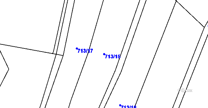 Parcela st. 713/15 v KÚ Příluky u Zlína, Katastrální mapa
