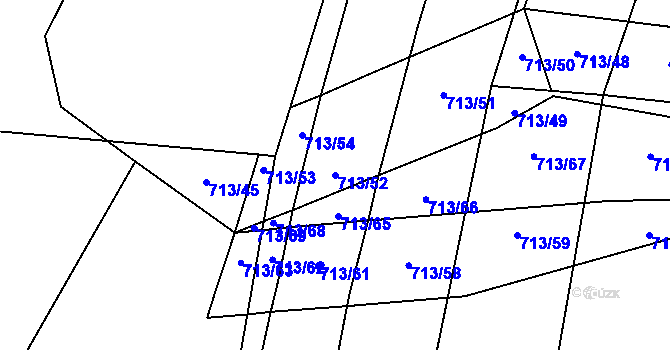 Parcela st. 713/52 v KÚ Příluky u Zlína, Katastrální mapa