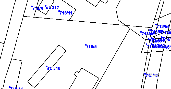 Parcela st. 718/5 v KÚ Příluky u Zlína, Katastrální mapa
