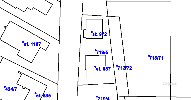 Parcela st. 719/5 v KÚ Příluky u Zlína, Katastrální mapa