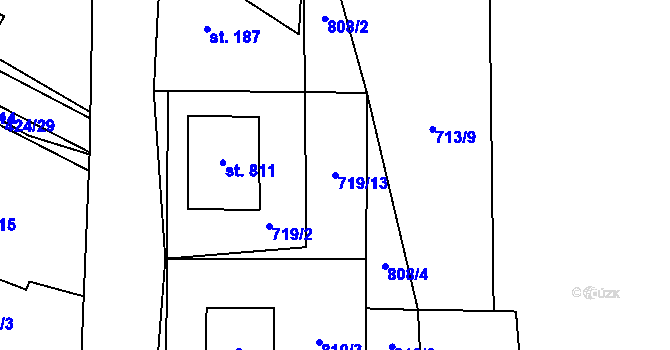 Parcela st. 719/13 v KÚ Příluky u Zlína, Katastrální mapa