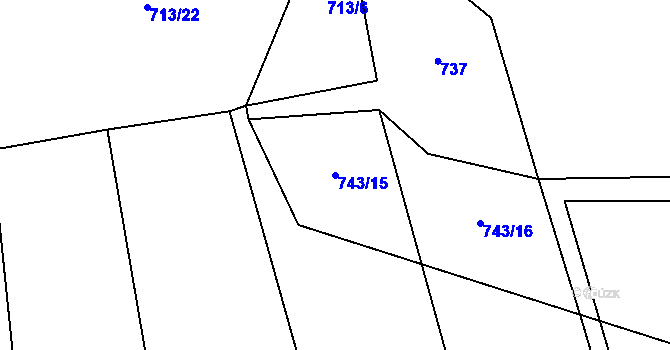 Parcela st. 743/15 v KÚ Příluky u Zlína, Katastrální mapa