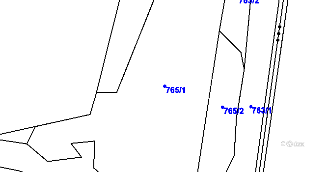 Parcela st. 765/1 v KÚ Příluky u Zlína, Katastrální mapa