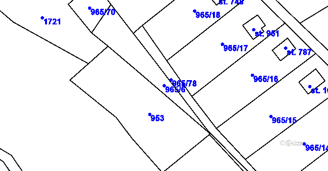Parcela st. 965/6 v KÚ Příluky u Zlína, Katastrální mapa