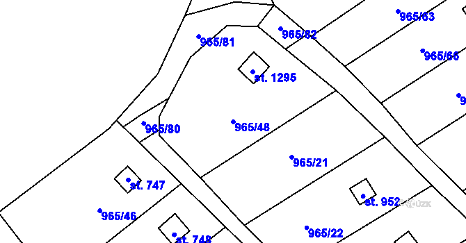 Parcela st. 965/48 v KÚ Příluky u Zlína, Katastrální mapa