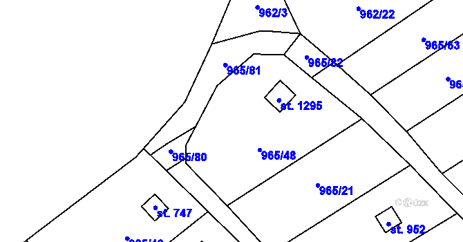 Parcela st. 965/49 v KÚ Příluky u Zlína, Katastrální mapa