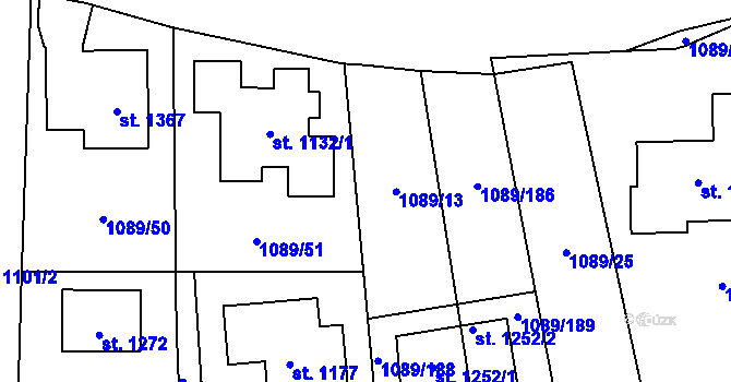 Parcela st. 1089/14 v KÚ Příluky u Zlína, Katastrální mapa