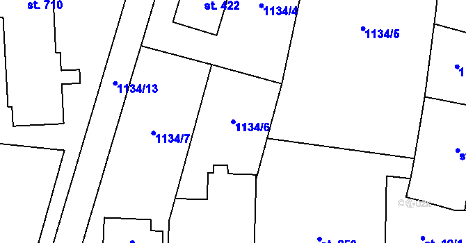 Parcela st. 1134/6 v KÚ Příluky u Zlína, Katastrální mapa