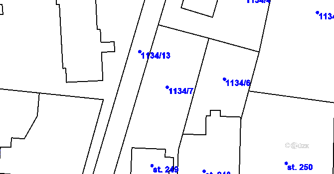 Parcela st. 1134/7 v KÚ Příluky u Zlína, Katastrální mapa