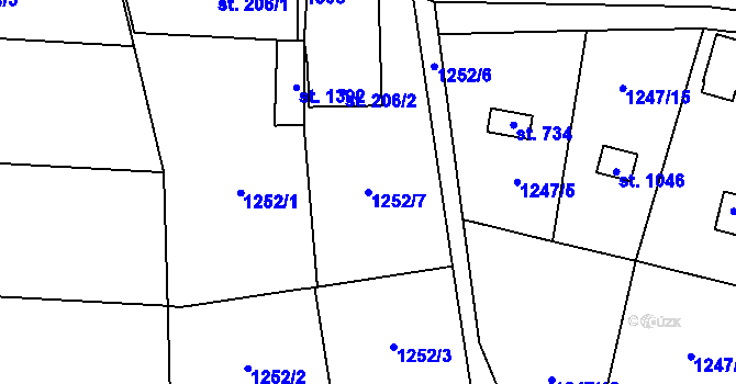 Parcela st. 1252/7 v KÚ Příluky u Zlína, Katastrální mapa