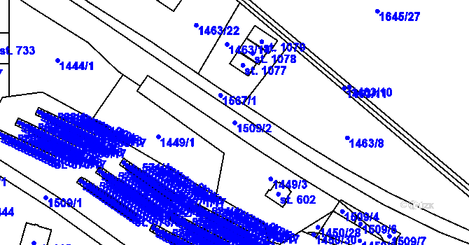 Parcela st. 1509/2 v KÚ Příluky u Zlína, Katastrální mapa