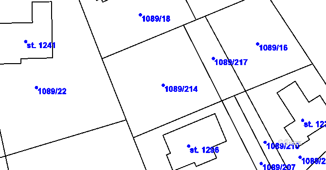Parcela st. 1089/214 v KÚ Příluky u Zlína, Katastrální mapa