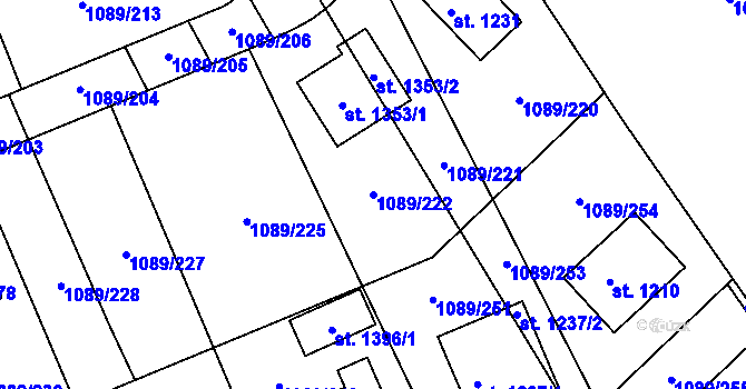 Parcela st. 1089/222 v KÚ Příluky u Zlína, Katastrální mapa