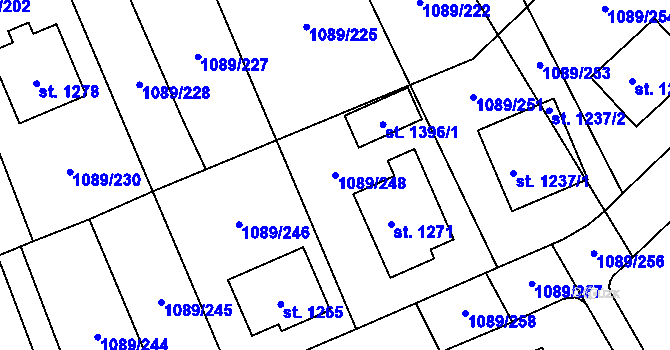 Parcela st. 1089/248 v KÚ Příluky u Zlína, Katastrální mapa