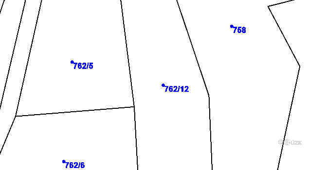 Parcela st. 762/12 v KÚ Příluky u Zlína, Katastrální mapa
