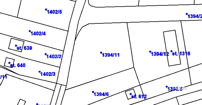 Parcela st. 1394/11 v KÚ Příluky u Zlína, Katastrální mapa