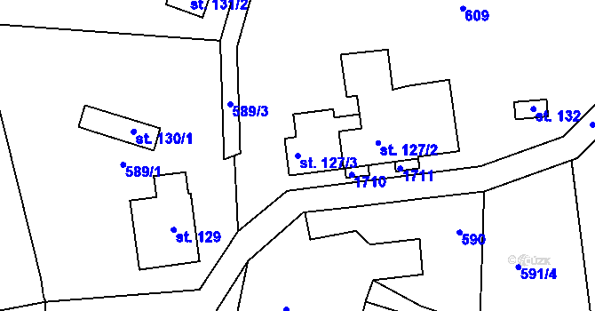 Parcela st. 127/3 v KÚ Příluky u Zlína, Katastrální mapa
