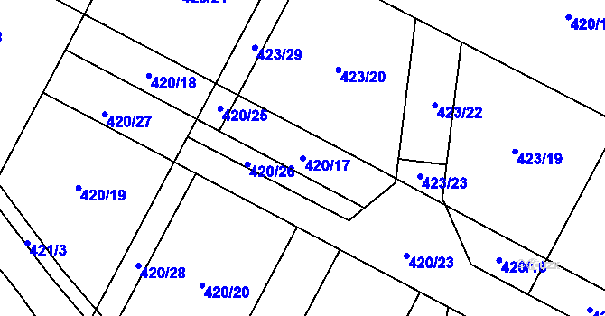 Parcela st. 420/17 v KÚ Příluky u Zlína, Katastrální mapa