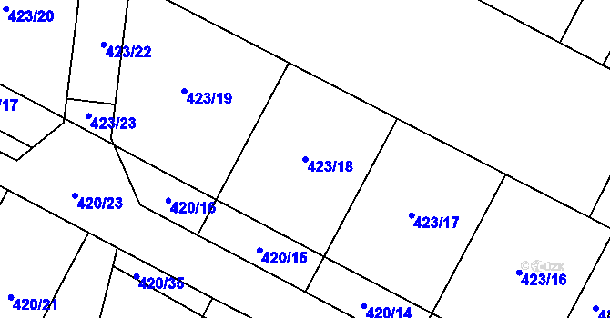 Parcela st. 423/18 v KÚ Příluky u Zlína, Katastrální mapa