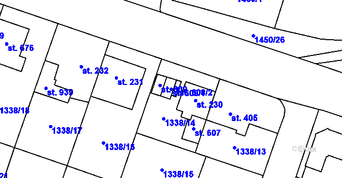 Parcela st. 608/1 v KÚ Příluky u Zlína, Katastrální mapa