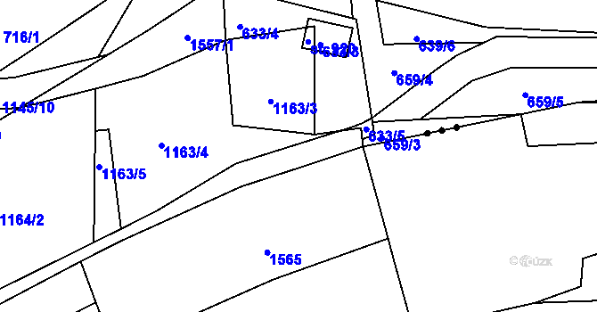 Parcela st. 1163/8 v KÚ Příluky u Zlína, Katastrální mapa