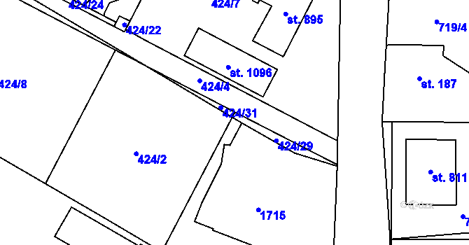 Parcela st. 424/32 v KÚ Příluky u Zlína, Katastrální mapa