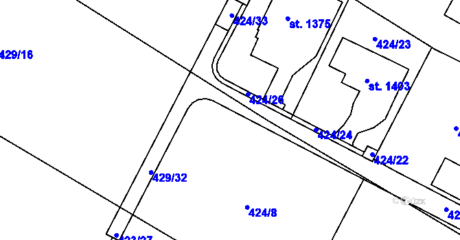 Parcela st. 429/31 v KÚ Příluky u Zlína, Katastrální mapa