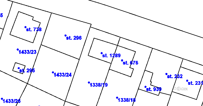 Parcela st. 1289 v KÚ Příluky u Zlína, Katastrální mapa