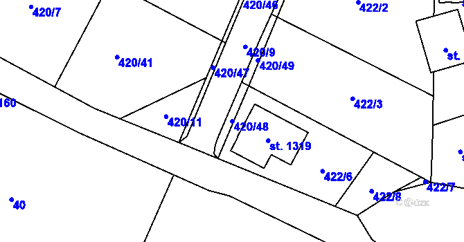 Parcela st. 420/48 v KÚ Příluky u Zlína, Katastrální mapa
