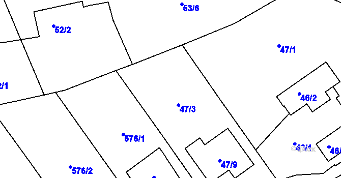 Parcela st. 47/3 v KÚ Jaroslavice u Zlína, Katastrální mapa