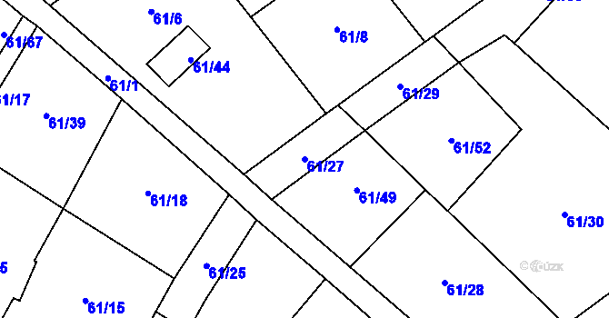 Parcela st. 61/27 v KÚ Jaroslavice u Zlína, Katastrální mapa