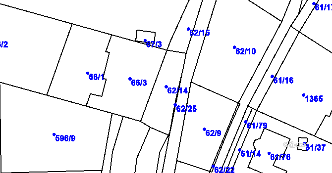 Parcela st. 62/14 v KÚ Jaroslavice u Zlína, Katastrální mapa